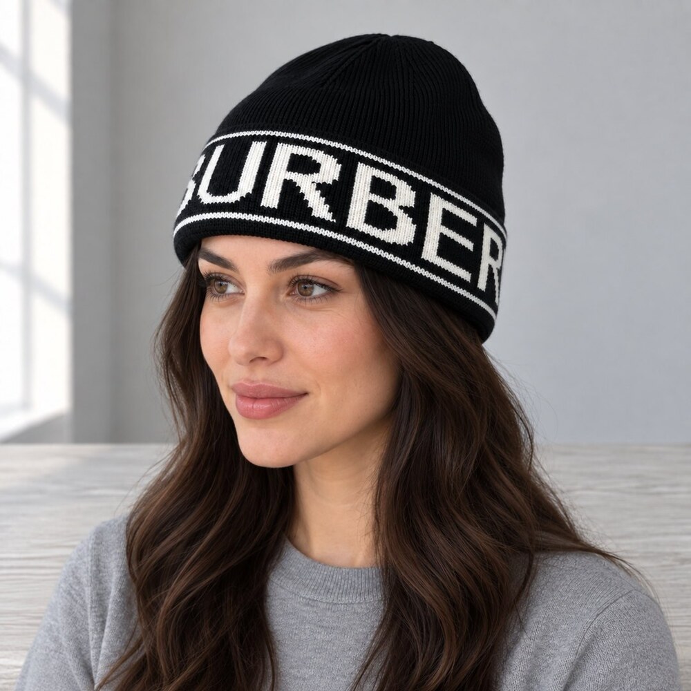 Burberry Black Logo Knit Beanie - Picture 3 of 6